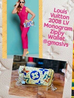 Louis Vuitton hand painted vintage zippy wallet 2008 authentic